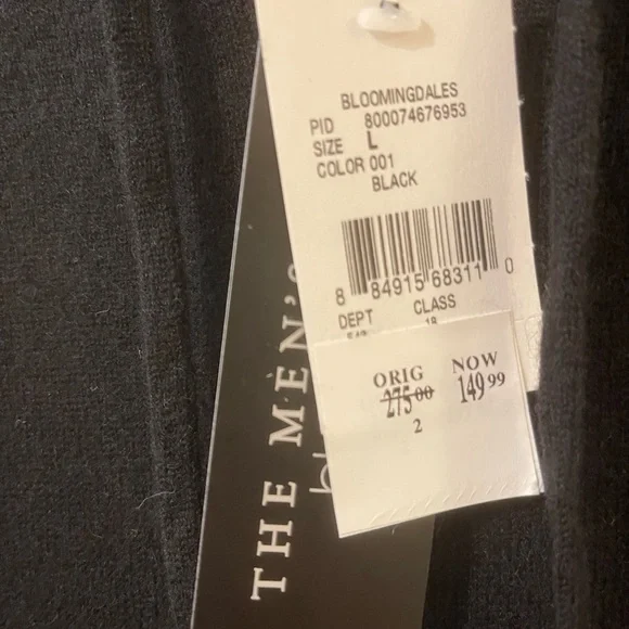 100% Cashmere NWT - The Men's Store Black Zip-Up Sweater - Picture 3 of 4